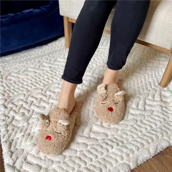 Unisex-adult‎ Matching Family Holiday Christmas Reindeer & Turkey Scuff - Picture 4 of 7